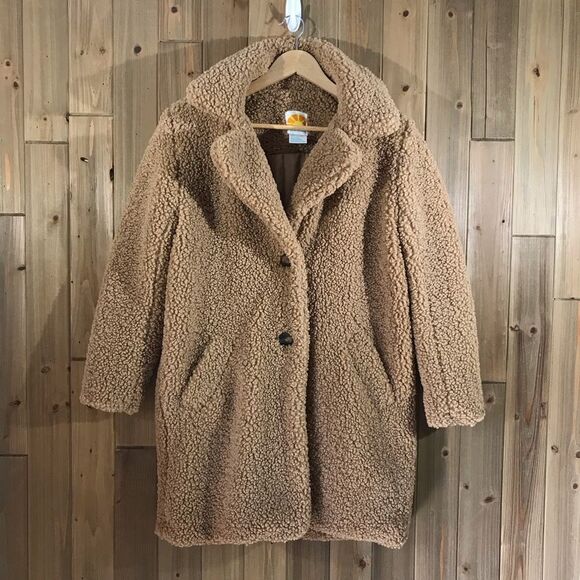 C&C California Womens Beige Teddy Bear Coat Jacket Size Medium - Picture 2 of 15